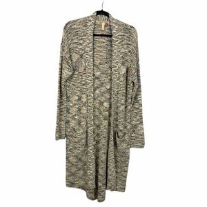 Anthropologie Pilcro Marled Long Cardigan Medium Duster Open Front Pockets